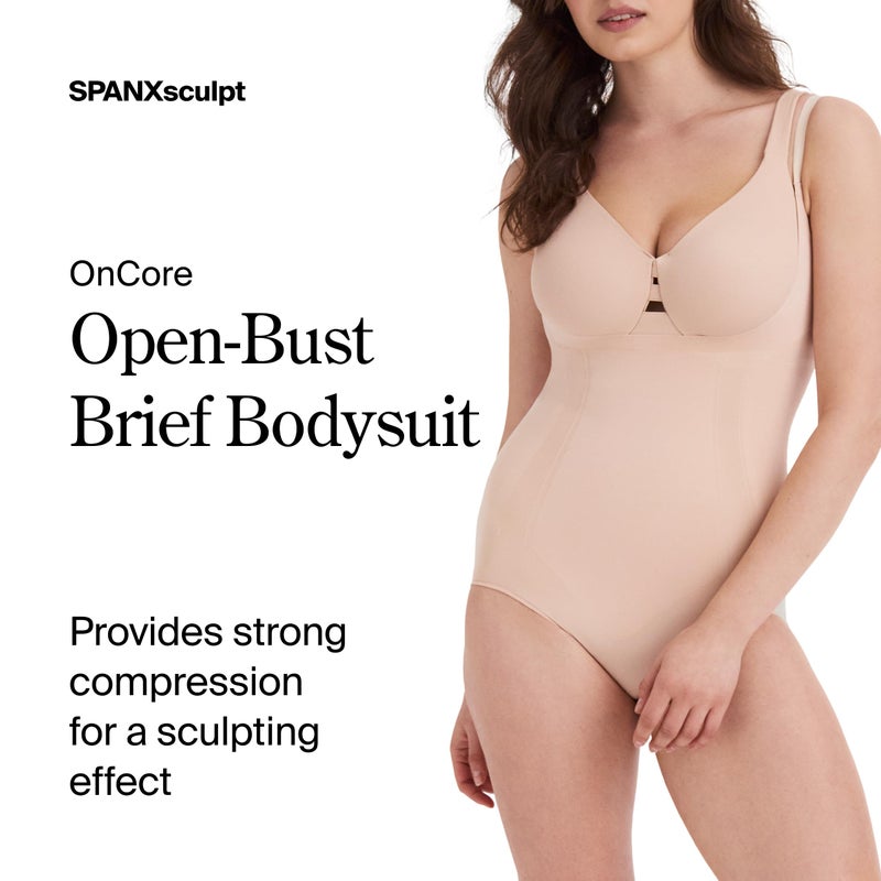 SPANX SPANXsculpt OnCore Open-Bust Brief Bodysuit - Sculpting Body Shaper for Women - Level 4 Compression - Adjustable Straps - Soft Nude - X-Large - Image 2